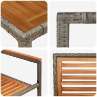 Комплект за хранене в градината 3 pcs Сив и кафяв полиратан