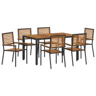 Комплект за хранене в градината 7 pcs Черен и кафяв полиратан