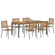 Комплект за хранене в градината 7 pcs Сив и кафяв полиратан