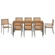 Комплект за хранене в градината 9 pcs Сив и кафяв полиратан