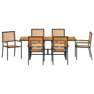 Комплект за хранене в градината 7 pcs Черен и кафяв полиратан