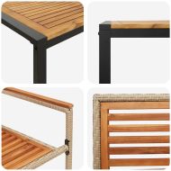 Комплект за хранене в градината 7 pcs Бежов и кафяв полиратан