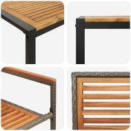 Комплект за хранене в градината 9 pcs Сив и кафяв полиратан