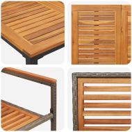 Комплект за хранене в градината 5 pcs Сив и кафяв полиратан