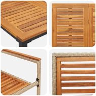 Комплект за хранене в градината 4 pcs Бежов и кафяв полиратан