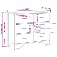 Плика с чекмедже 2 pcs Старо дърво 91 x 35,5 x 74,5 см