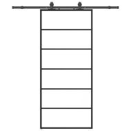 Плъзгаща се врата с обков черна 90x205 см ESG стъкло