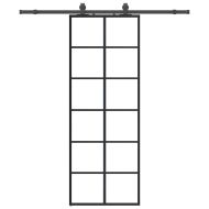 Плъзгаща се врата с обков черна 76x205 см ESG стъкло