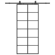 Плъзгаща се врата с обков черна 90x205 см ESG стъкло