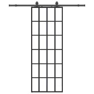 Плъзгаща се врата с обков черна 76x205 см ESG стъкло