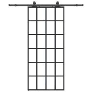 Плъзгаща се врата с обков черна 90x205 см ESG стъкло