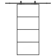Плъзгаща се врата с обков черна 90x205 см ESG стъкло