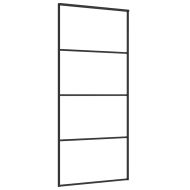 Плъзгаща се врата с обков черна 90x205 см ESG стъкло