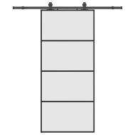 Плъзгаща се врата с обков черна 90x205 см ESG стъкло