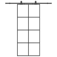 Плъзгаща се врата с обков черна 90x205 см ESG стъкло
