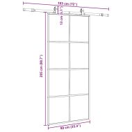 Плъзгаща се врата с обков черна 90x205 см ESG стъкло