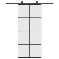 Плъзгаща се врата с обков черна 90x205 см ESG стъкло