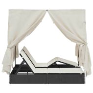 Двойно шезлонг С завеси Топло бяло 205 x 129 x 200 см полиратан