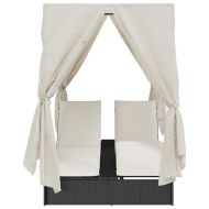 Двойно шезлонг С завеси Топло бяло 205 x 129 x 200 см полиратан