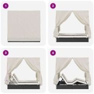 Двойно шезлонг С завеси Топло бяло 205 x 129 x 200 см полиратан