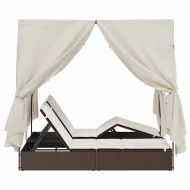 Двойно шезлонг С завеси Топло бяло 205 x 129 x 200 см полиратан