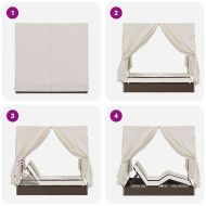 Двойно шезлонг С завеси Топло бяло 205 x 129 x 200 см полиратан