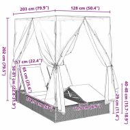 Двойно шезлонг С завеси Топло бяло 205 x 129 x 200 см полиратан