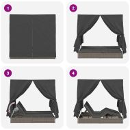 Двойно шезлонг С завеси Сив 205 x 129 x 200 см полиратан