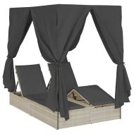 Двойно шезлонг С завеси Светлосиво 205 x 129 x 200 см полиратан