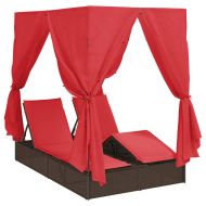 Двойно шезлонг С завеси Червено 205 x 129 x 200 см полиратан