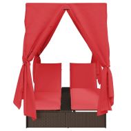 Двойно шезлонг С завеси Червено 205 x 129 x 200 см полиратан