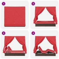 Двойно шезлонг С завеси Червено 205 x 129 x 200 см полиратан