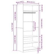 Гардероб с рафт Дъб 80 x 50 x 200 см Инженерно дърво