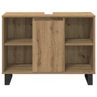 Комплект мебели за баня с врата 3 pcs Кафяво Инженерно дърво