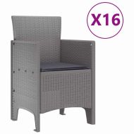 Градински комплект за хранене с възглавници 17 pcs Светлосиво