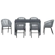Комплект за хранене в градината 7 pcs Сив полиратан