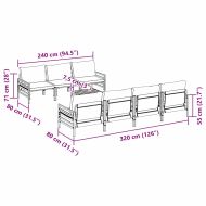 Градински Софа Комплект с възглавница 8 pcs Черно Стомана