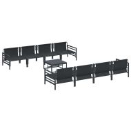 Градински Софа Комплект с възглавница 9 pcs Черно Стомана