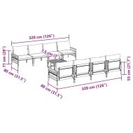 Градински Софа Комплект с възглавница 9 pcs Черно Стомана
