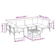 Градински Софа Комплект с възглавница 7 pcs Черно Стомана