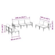 Градински Софа Комплект с възглавница 7 pcs Черно Стомана