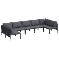 Градински Софа Комплект с възглавница 7 pcs Черно Стомана