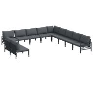 Градински Софа Комплект с възглавница 11 pcs Черно Стомана