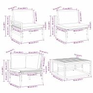 Градински Софа Комплект с възглавница 11 pcs Черно Стомана