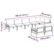 Градински Софа Комплект с възглавница 8 pcs Черно Стомана