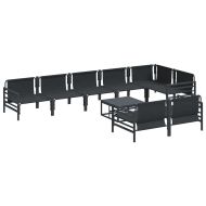 Градински Софа Комплект с възглавница 9 pcs Черно Стомана