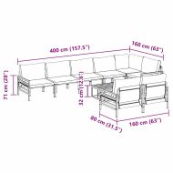 Градински Софа Комплект с възглавница 9 pcs Черно Стомана