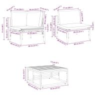 Градински Софа Комплект с възглавница 13 pcs Черно Стомана