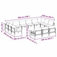 Градински Софа Комплект с възглавница 13 pcs Черно Стомана