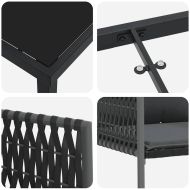 Комплект за хранене в градината 5 pcs Черен и Сив ПЕ ратан